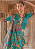 Rama Blue Printed Silk Saree