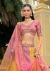 Golden Yellow Pink Embroidered Lehenga