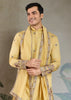 Festive Yellow Sequence Embroidered Cotton Kurta With Dupatta