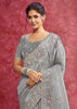 Dove Grey Embroidered Designer Saree