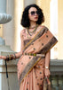 Dry Rose Pink Woven Tissue Linen Silk Saree