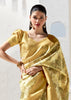 Custard Yellow Woven Banarasi Silk Saree With Digital Print