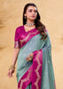 Fossil Grey Woven Satin Silk Saree