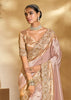 Pink Gold Designer Embroidered Silk Saree