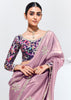 Opera Mauve Designer Organza Tissue Silk Saree With Printed Blouse