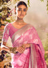 Bloom Pink Banarasi Designer Silk Saree With Embroidered Blouse