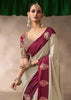 “Exclusive Offer” : Beige & Maroon Woven Banarasi Satin Silk Saree