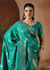 Marine Green Woven Banarasi Silk Saree