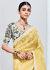 Delight Yellow Designer Organza Tissue Silk Saree With Printed Blouse