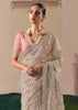 Sand Beige Embroidered Designer Silk Saree