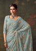 Dusk Blue Designer Tissue Silk Saree