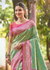 Golden Green Woven Kanjivaram Silk Saree