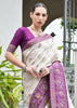 White & Purple Woven Banarasi Patola Silk Saree