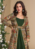 Dark Green Shrug Style Anarkali with Embroidered Work