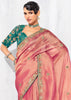 Reddish Pink Embroidered Designer Silk Saree