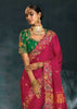 Raspberry Pink Embroidered Designer Tissue Saree