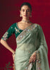 Antique Green Designer Embroidered Saree