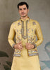 Sunlight Yellow Embroidered Stitched Kurta Set With Jacket