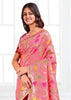 Peach Pink Woven Linen Cotton Silk Saree