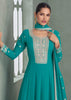 Rama Green Embroidered Anarkali with Dupatta