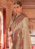 Beige And Black Printed Kashmiri Jamewar Saree
