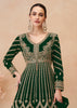 Dark Green Heavy Embroidered Front Cut Anarkali Set