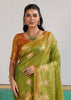 Kiwi Green Woven Tussar Silk Saree