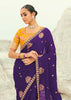 Regal Purple Woven Banarasi Embroidered Organza Satin Saree