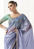 Allure Blue Designer Organza Tissue Silk Saree