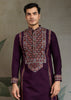 Wine Purple Embroidered Stitched Kurta Set