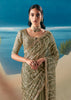 Mehendi Green Satin Organza Embroidered Saree