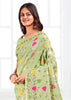 Pista Green Woven Linen Cotton Silk Saree