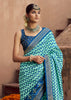Scuba Blue Printed Patola Silk Saree