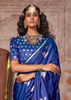 Mazarine Blue Banarasi Satin Silk Saree With Brocade Blouse