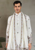 White Sequence Embroidered Cotton Kurta With Dupatta