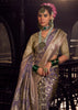 “Exclusive Offer” : Aster Purple Woven Banarasi Satin Silk Saree