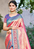 Pink & Blue Woven Kanjivaram Silk Saree