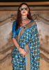 Swedish Blue Printed Patola Silk Saree