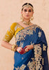 Medieval Blue Heavy Embroidered Designer Silk Saree