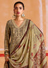 Safari Beige Embroidered Suit Set With Digital Print