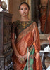 Rust & Green Dual Tone Bronze Zari Woven Banarasi Silk Saree