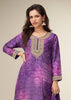 Royal Purple Bandhej Print Embroidered Sharara Set