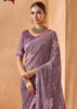 Dusky Purple Designer Tissue Silk Saree