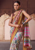 White Multicolour Banarasi Digital Printed Silk Saree