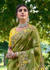 Turtle Green Woven Banarasi Designer Silk Saree With Embroidered Blouse