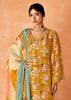 Marigold Yellow Embroidered Suit Set With Floral Print