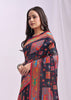 Midnight Blue Woven Linen Cotton Saree