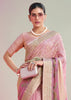 Candy Pink Woven Georgette Silk Saree