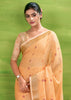 Orange Peach Woven Linen Silk Saree