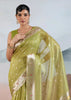 Pistachio Green Woven Banarasi Tissue Silk Saree